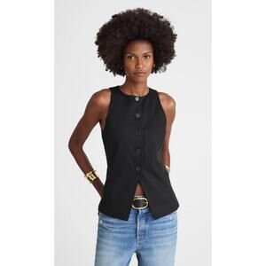 Madewell | NWT Crewneck Cutaway Vest Drapey Twill Black | Size 2